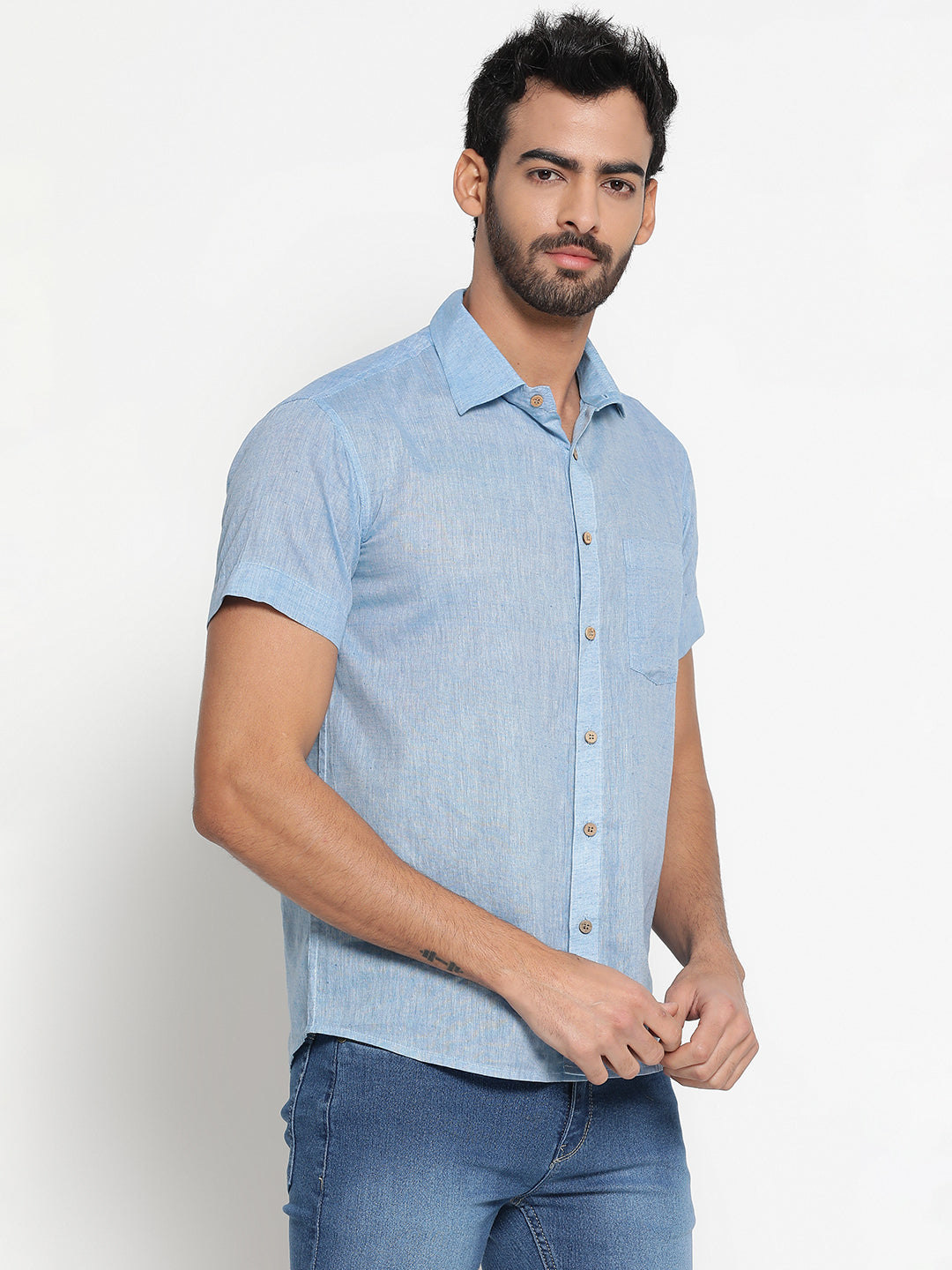Pure Charkha Fabric Spun Men Regular Fit Shirt
