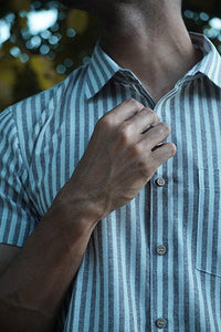 Striped Cotton Linen Slim Fit Shirt