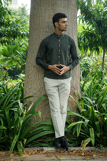 Cotton Linen Regular Fit Solid Shirt