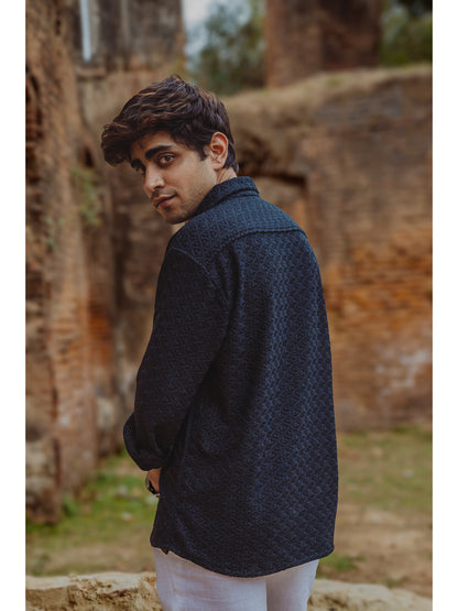 Sustainable Chikankari Embroidered Unisex Oversized Rayon Shirt