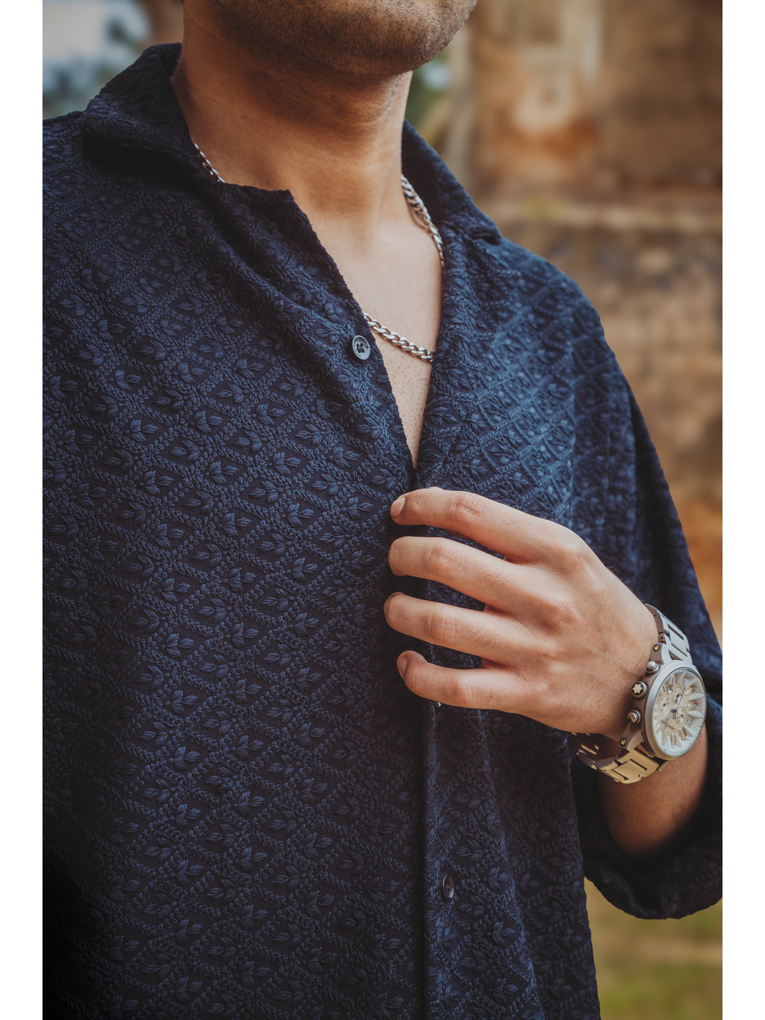 Sustainable Chikankari Embroidered Unisex Oversized Rayon Shirt