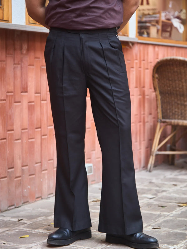 Men Pleated Bootcut Trousers