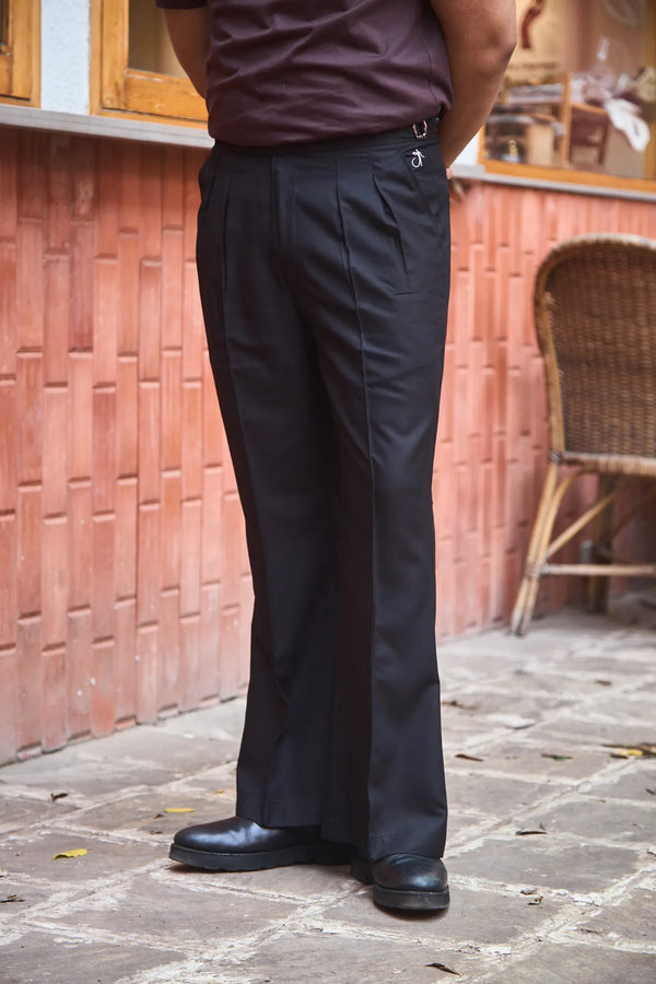 Men Pleated Bootcut Trousers