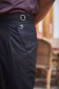 Men Pleated Bootcut Trousers