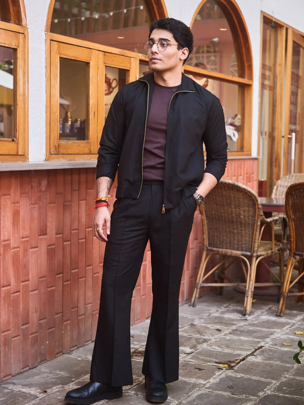 Men Pleated Bootcut Trousers