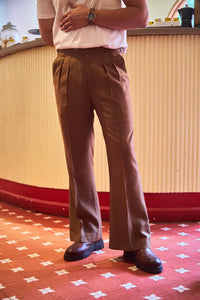 Men Pleated Bootcut Trousers