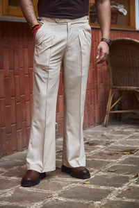 Men Pleated Bootcut Trousers