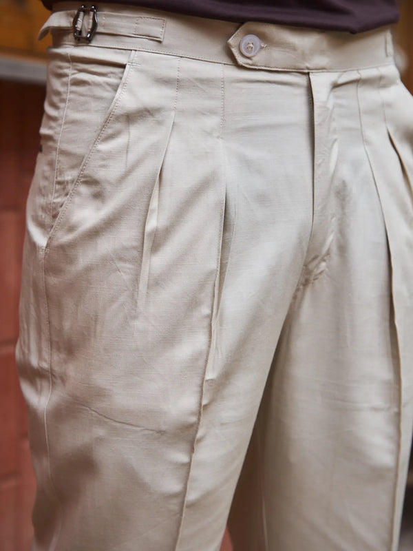 Men Pleated Bootcut Trousers