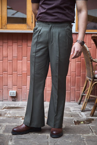 Men Pleated Bootcut Trousers
