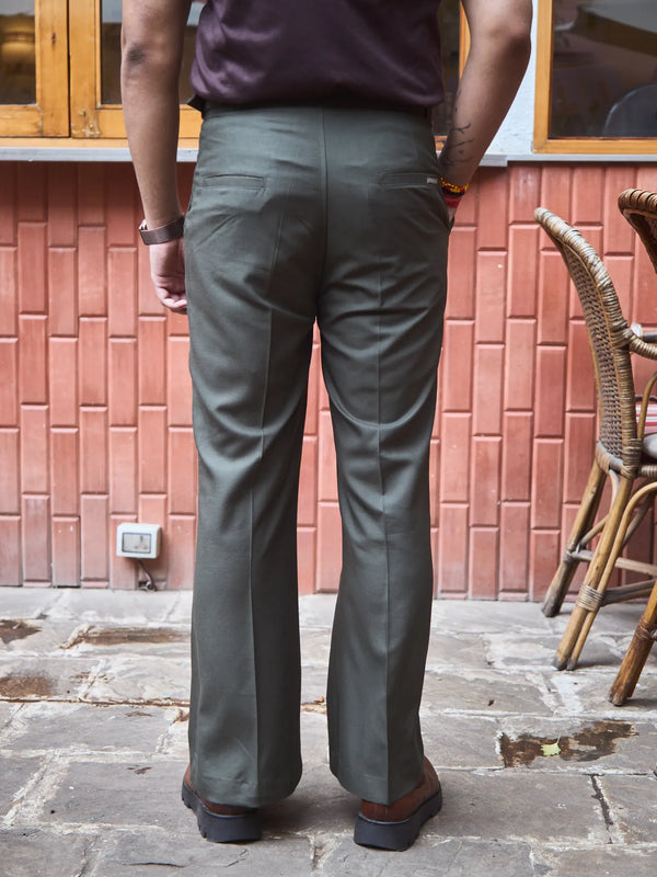 Men Pleated Bootcut Trousers
