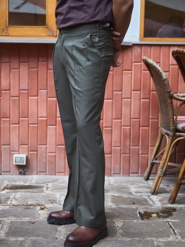 Men Pleated Bootcut Trousers