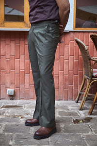 Men Pleated Bootcut Trousers