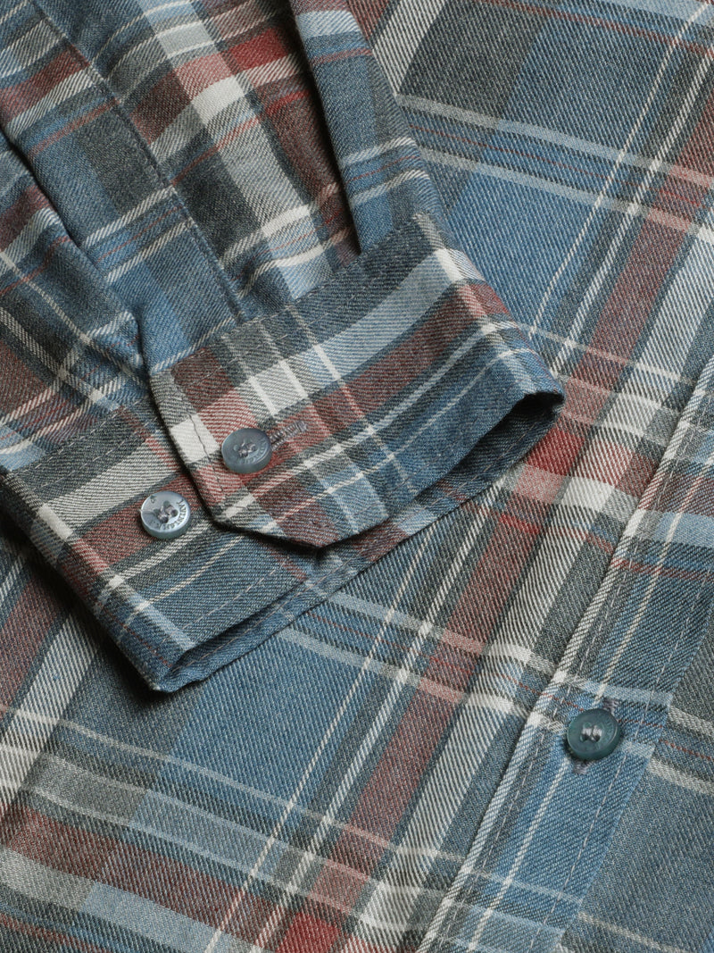 Blue and Pink Yarn Dyed Check Cotton Flannel Party Wear Shirt