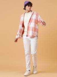 Checkered Flannel Double Kangaroo Pocket Oversized Unisex Shacket