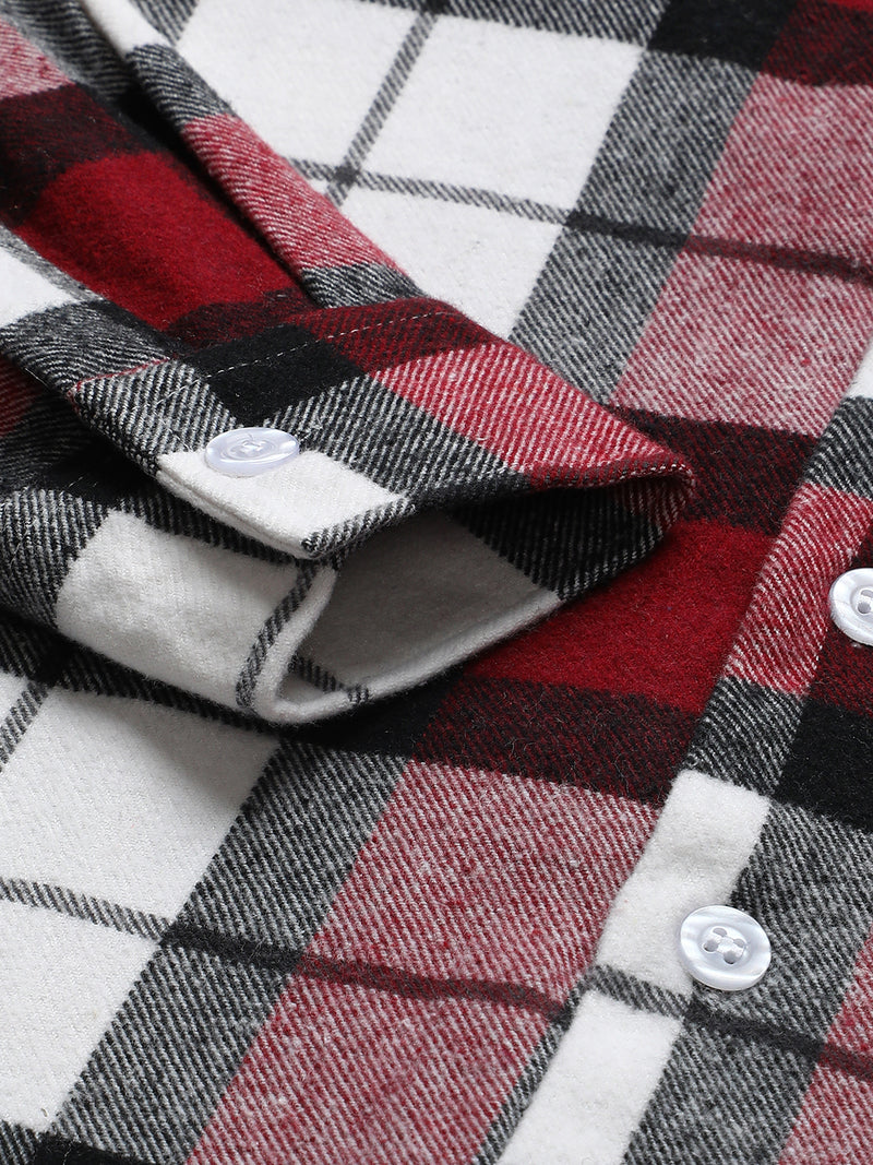 Checkered Flannel Double Kangaroo Pocket Oversized Unisex Shacket