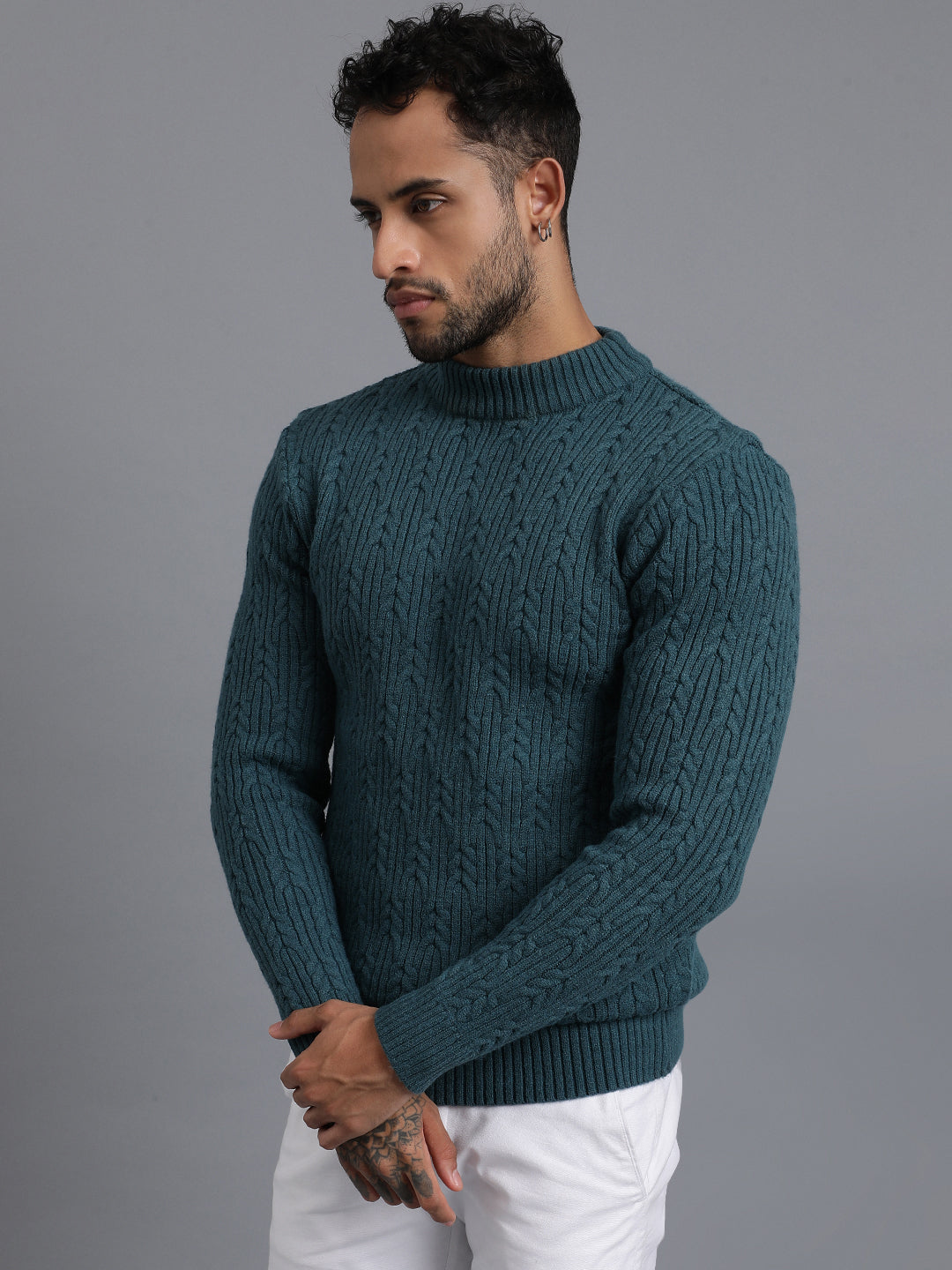 Heavy Cable Knitted Unisex Wool Unisex Sweater