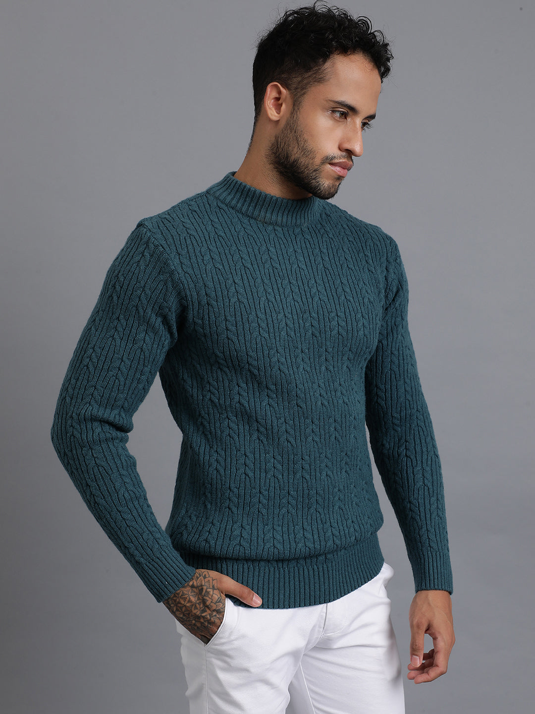 Heavy Cable Knitted Unisex Wool Unisex Sweater