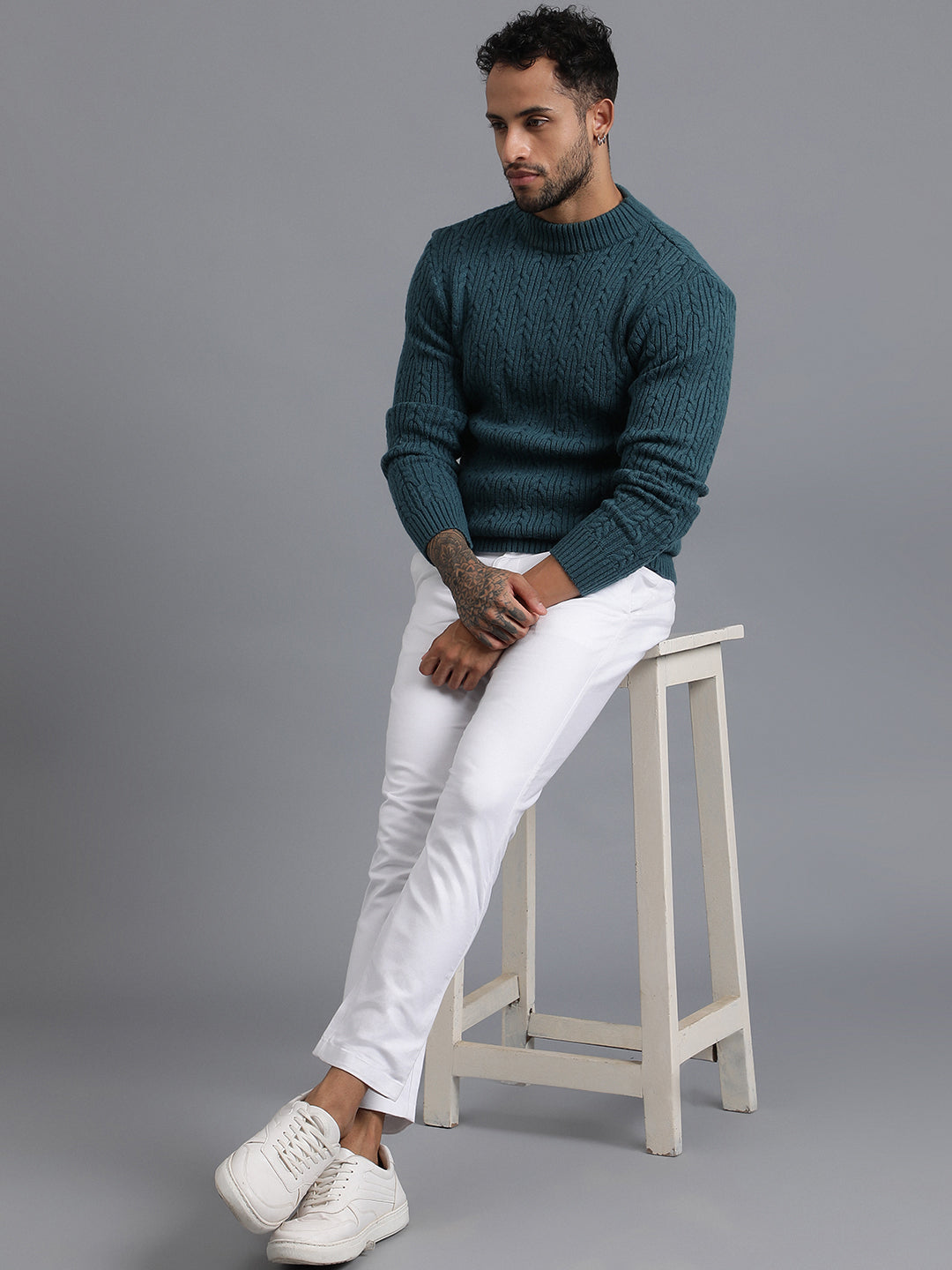 Heavy Cable Knitted Unisex Wool Unisex Sweater