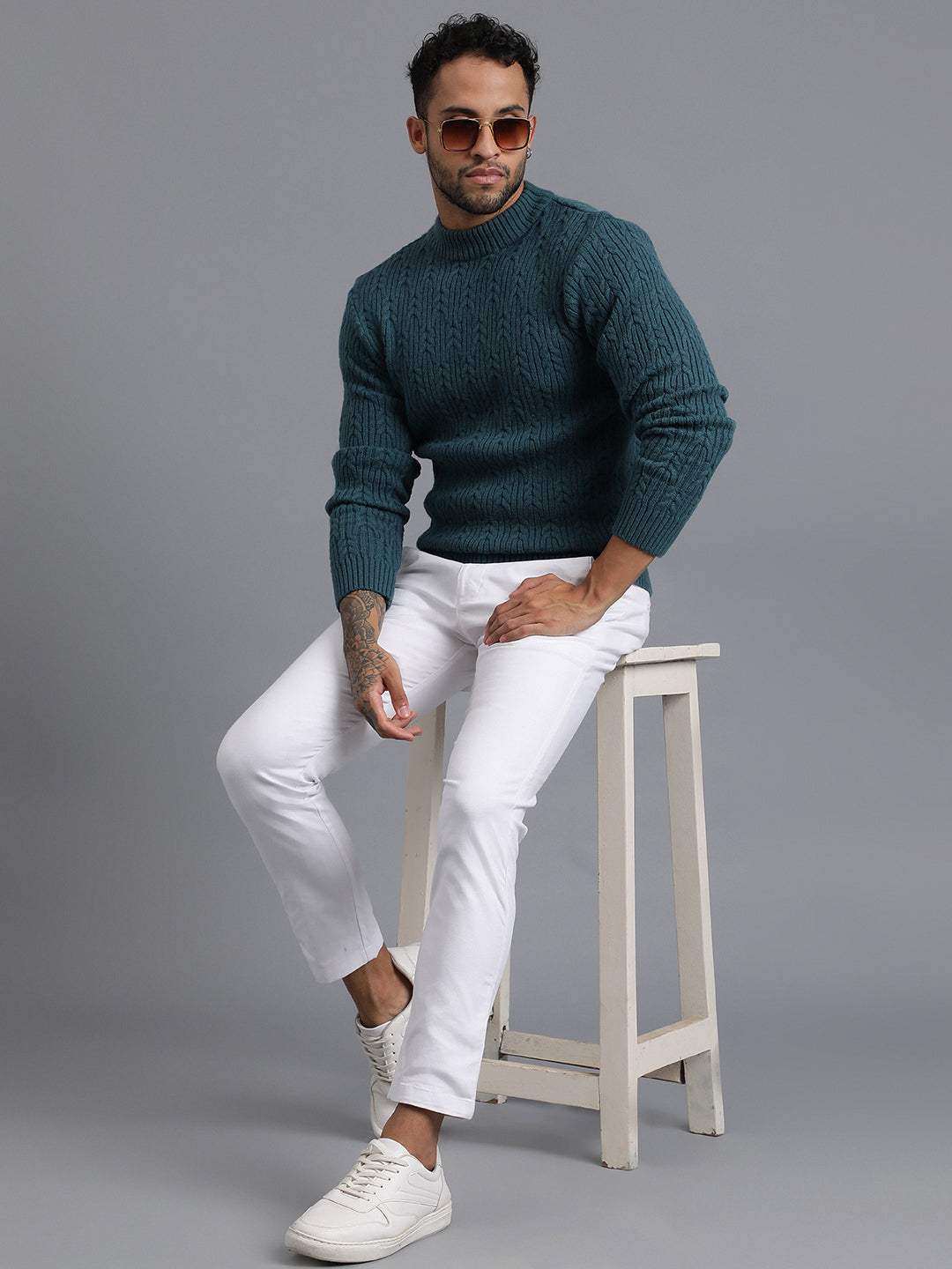 Heavy Cable Knitted Unisex Wool Unisex Sweater