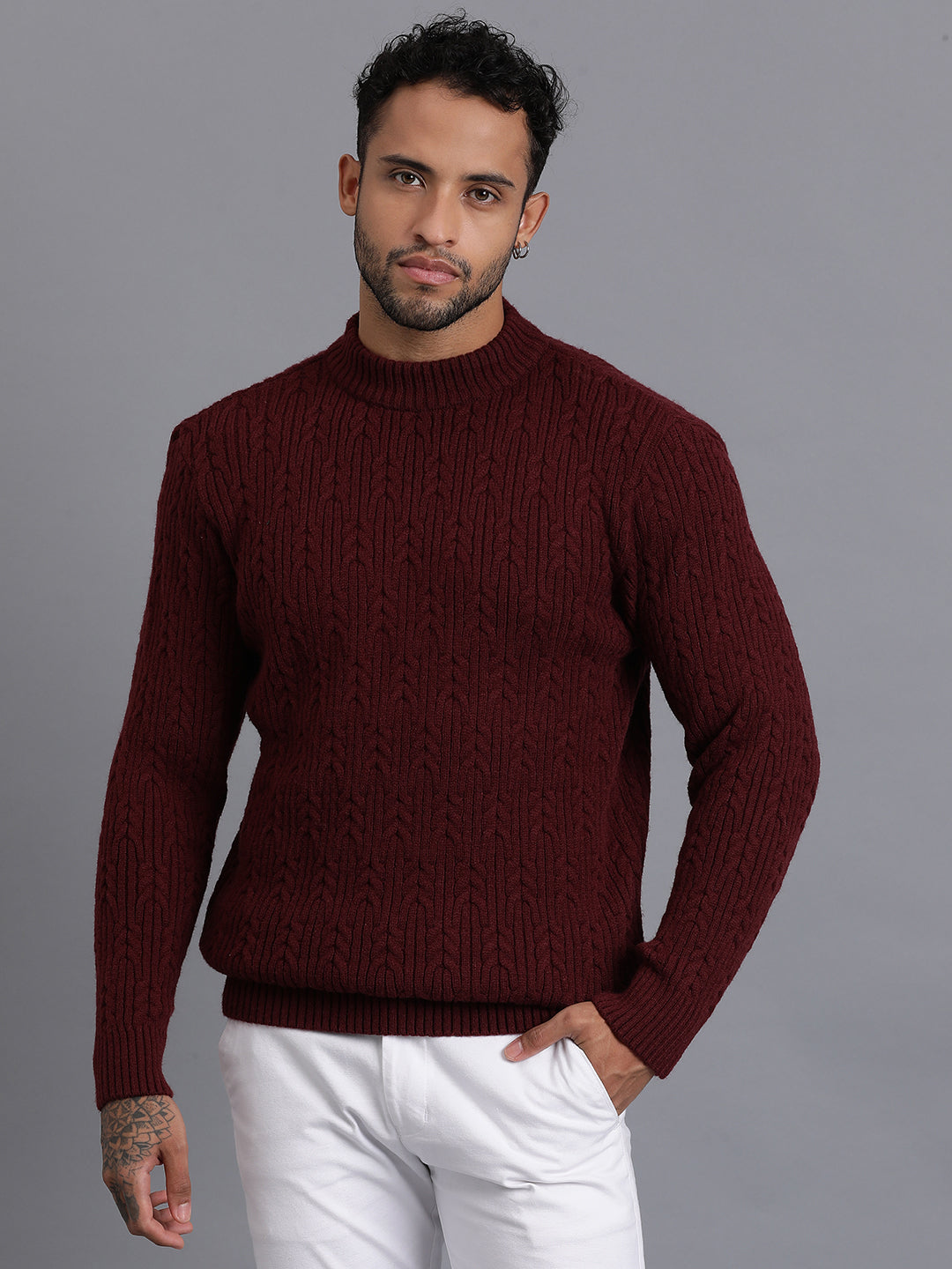 Heavy Cable Knitted Unisex Wool Unisex Sweater