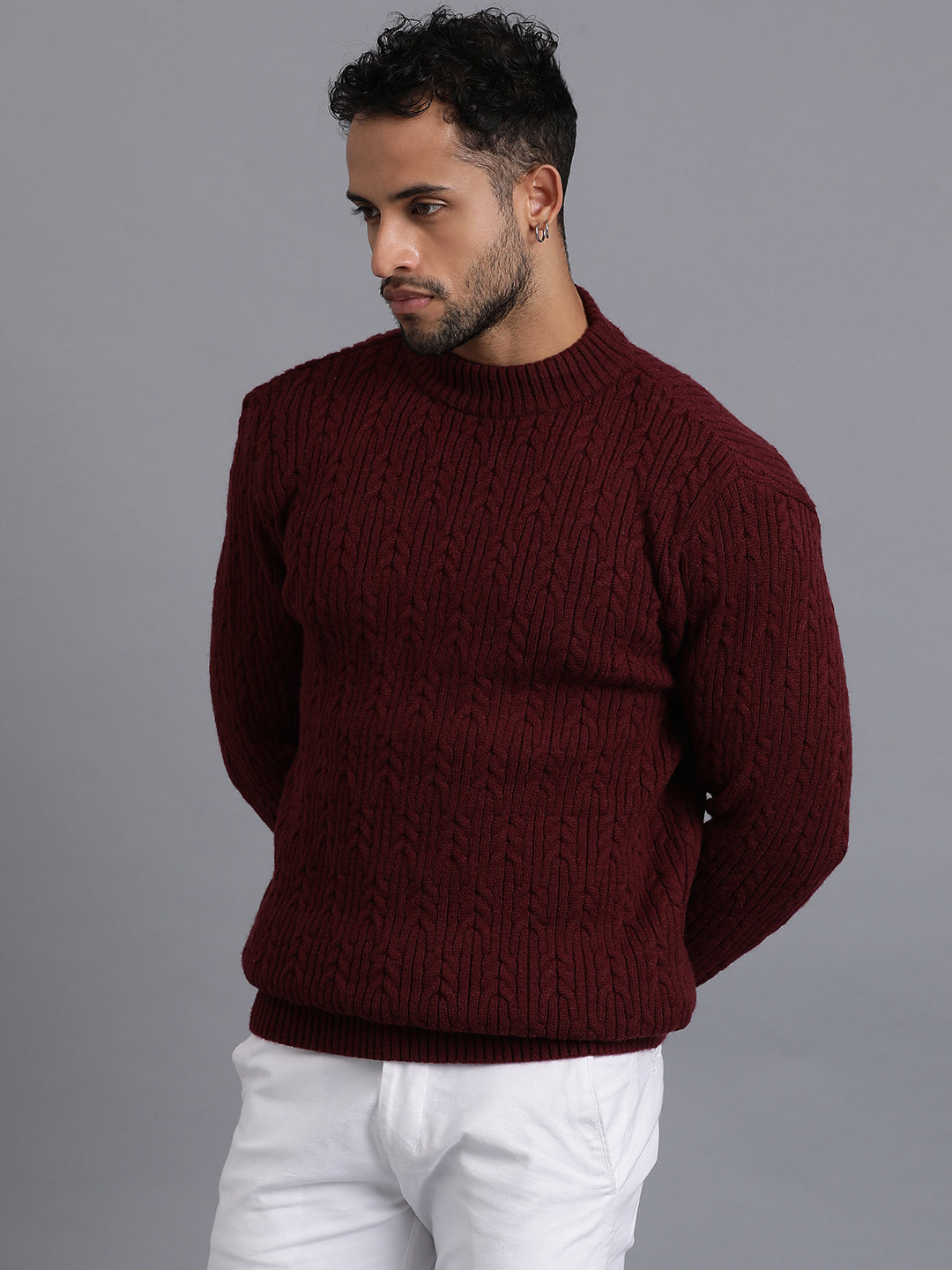 Heavy Cable Knitted Unisex Wool Unisex Sweater