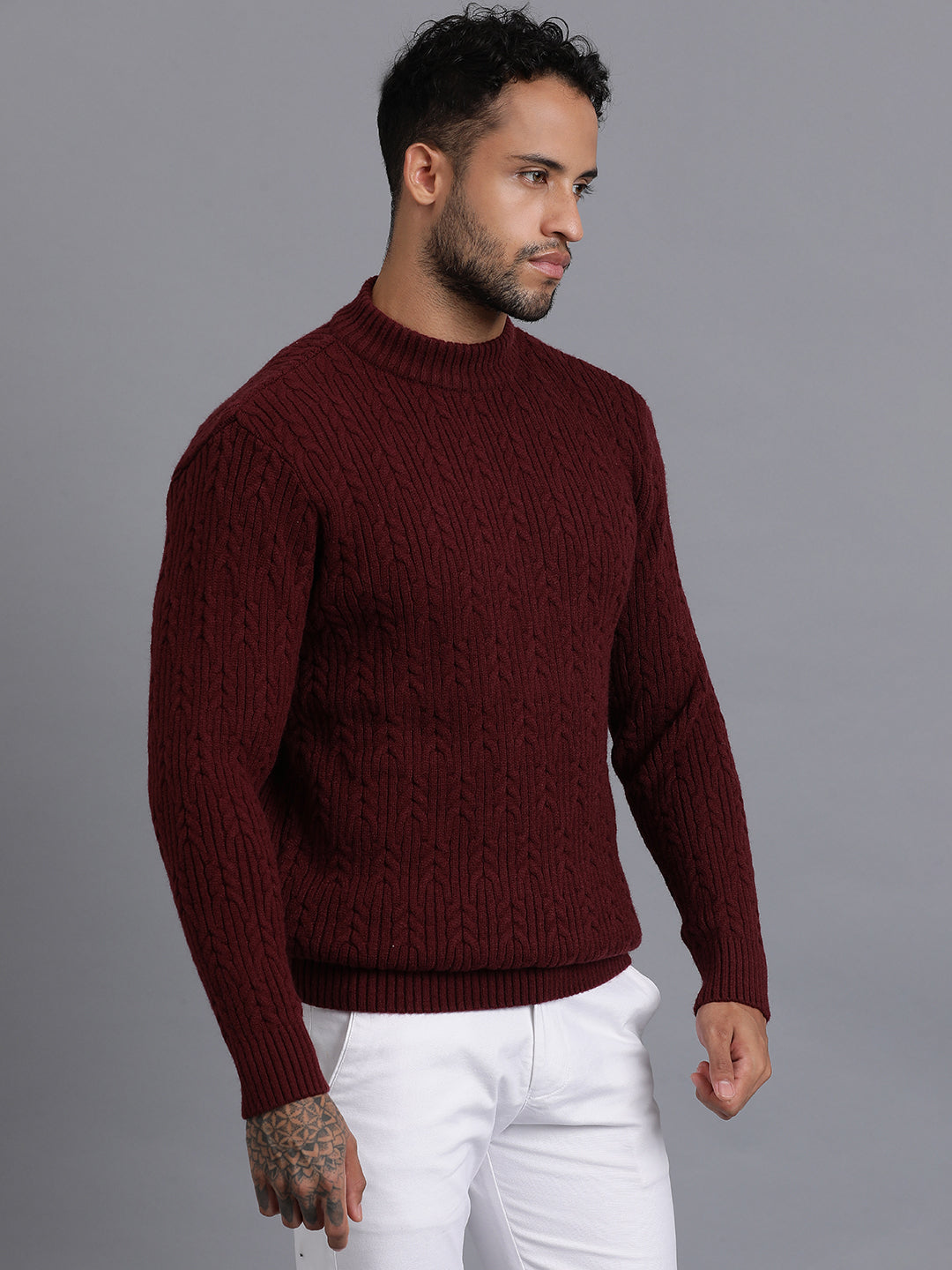 Heavy Cable Knitted Unisex Wool Unisex Sweater