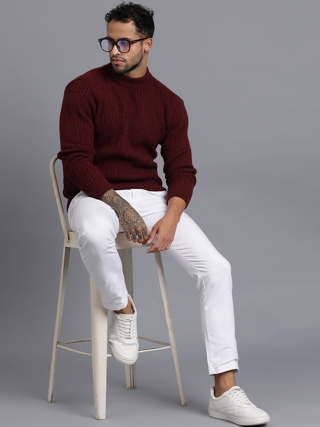 Heavy Cable Knitted Unisex Wool Unisex Sweater