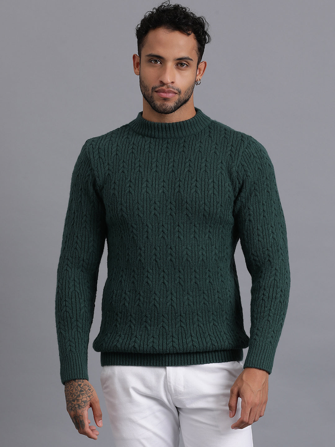 Heavy Cable Knitted Unisex Wool Unisex Sweater