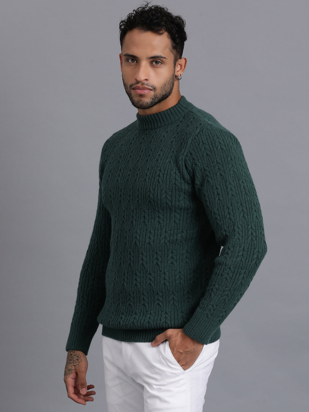 Heavy Cable Knitted Unisex Wool Unisex Sweater