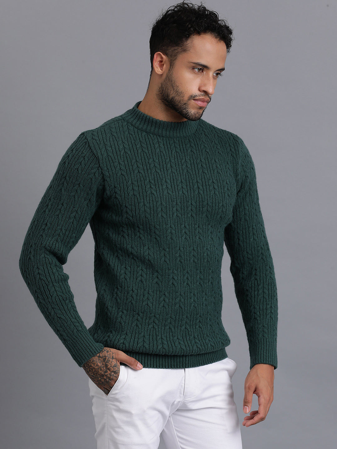Heavy Cable Knitted Unisex Wool Unisex Sweater
