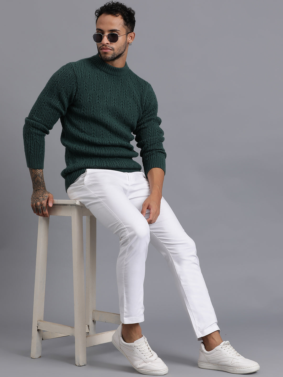 Heavy Cable Knitted Unisex Wool Unisex Sweater