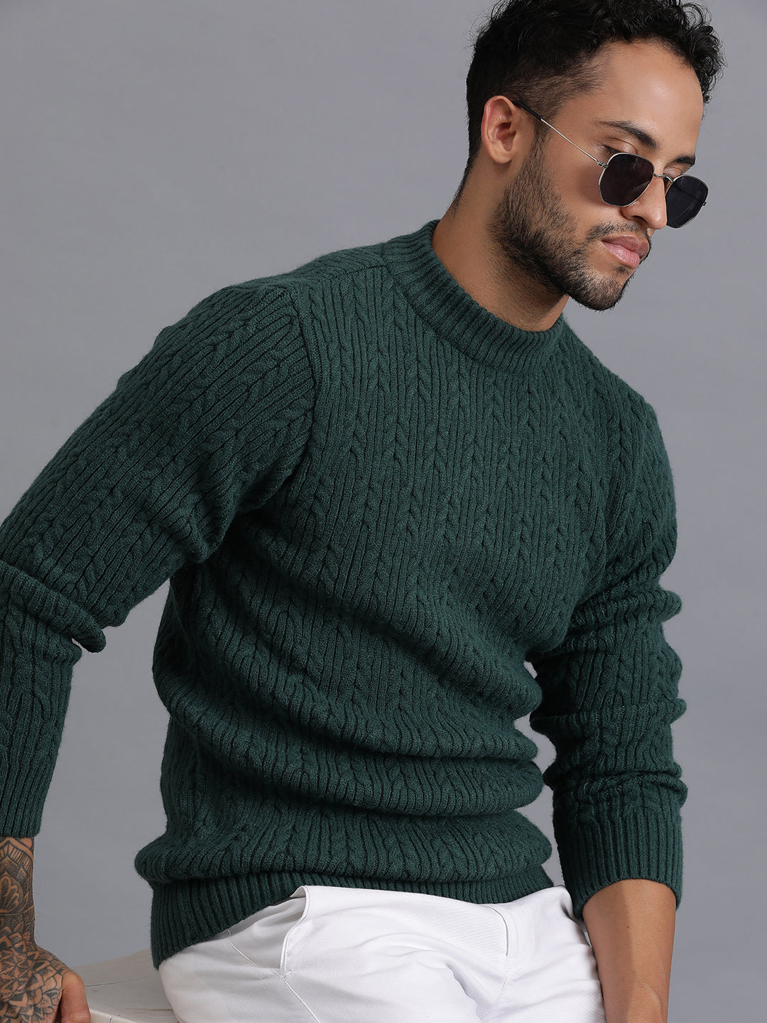 Heavy Cable Knitted Unisex Wool Unisex Sweater