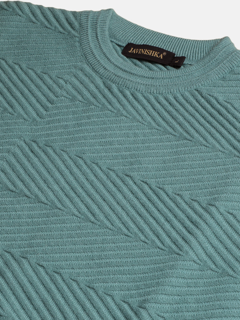 Zig Zag Knitted Unisex Wool Unisex Sweater