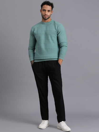 Zig Zag Knitted Unisex Wool Unisex Sweater