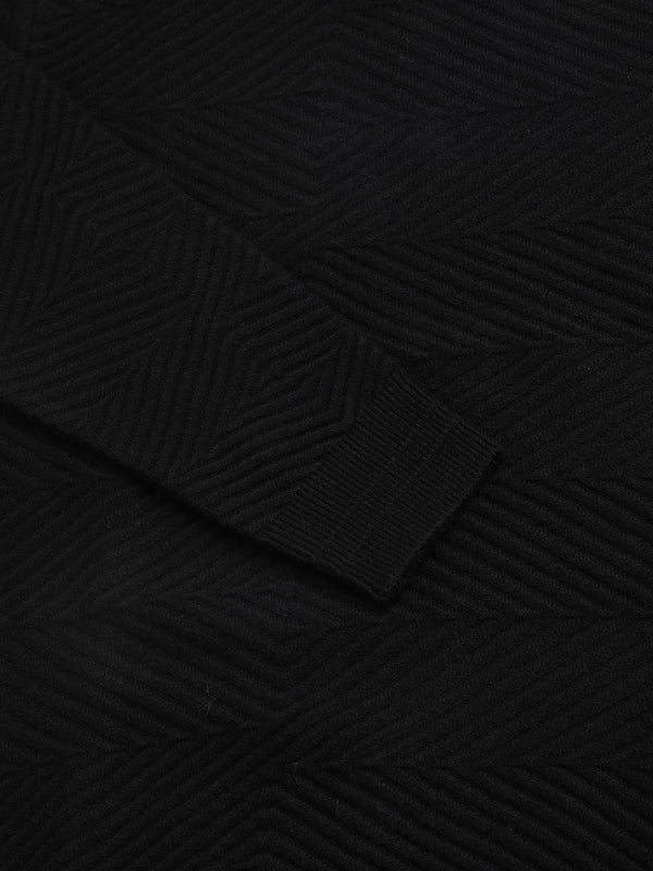 Zig Zag Knitted Unisex Wool Unisex Sweater
