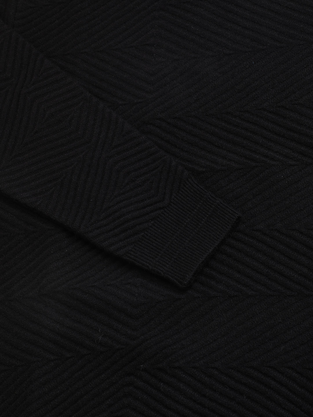 Zig Zag Knitted Unisex Wool Unisex Sweater