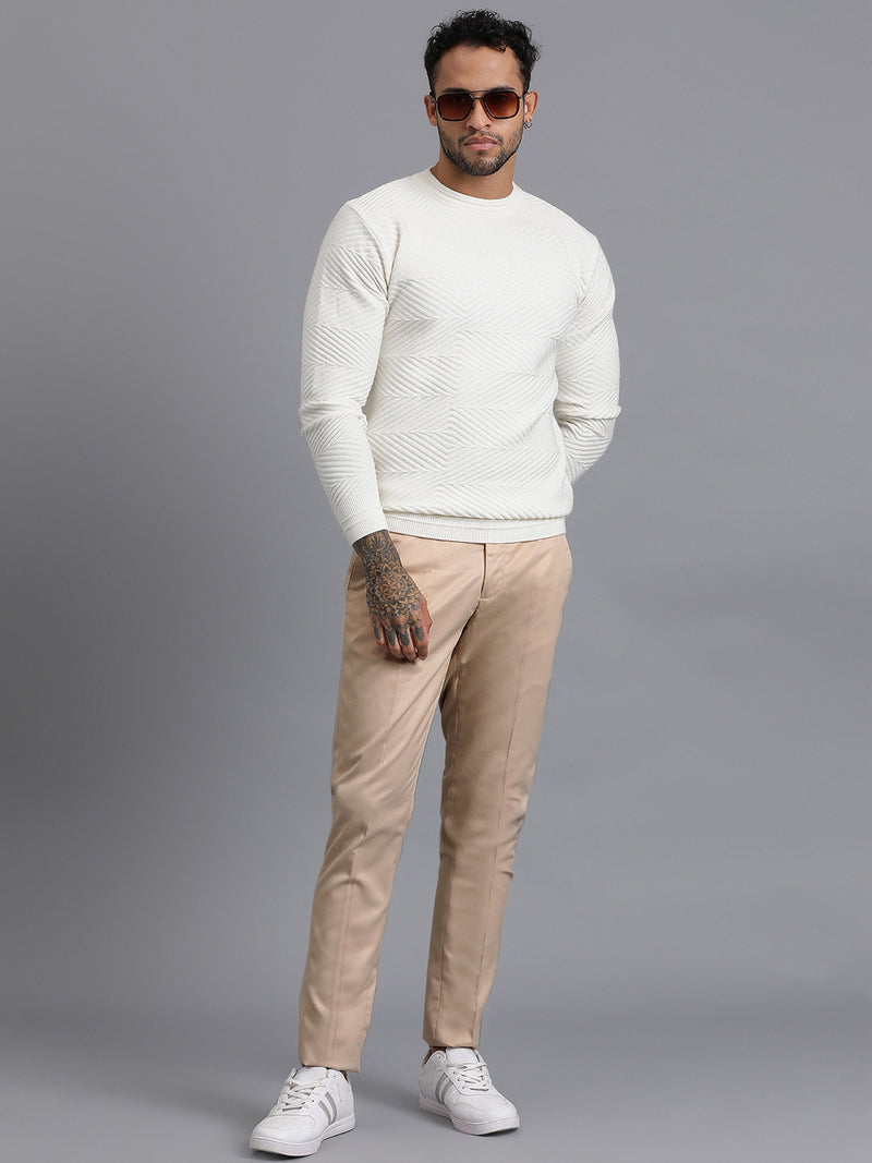 Zig Zag Knitted Unisex Wool Unisex Sweater