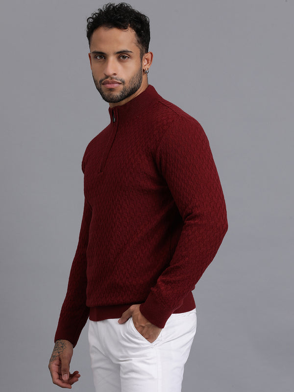Half-Zipper Knitted Unisex Wool Unisex Sweater