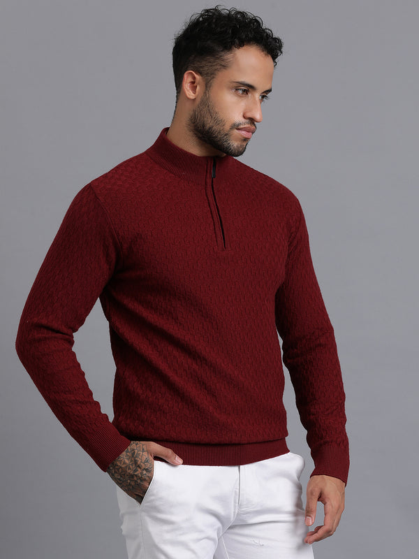 Half-Zipper Knitted Unisex Wool Unisex Sweater