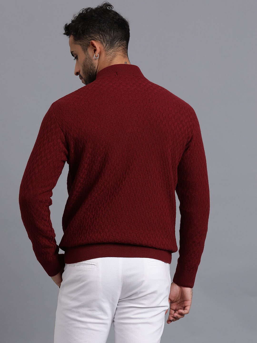 Half-Zipper Knitted Unisex Wool Unisex Sweater