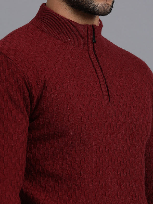 Half-Zipper Knitted Unisex Wool Unisex Sweater