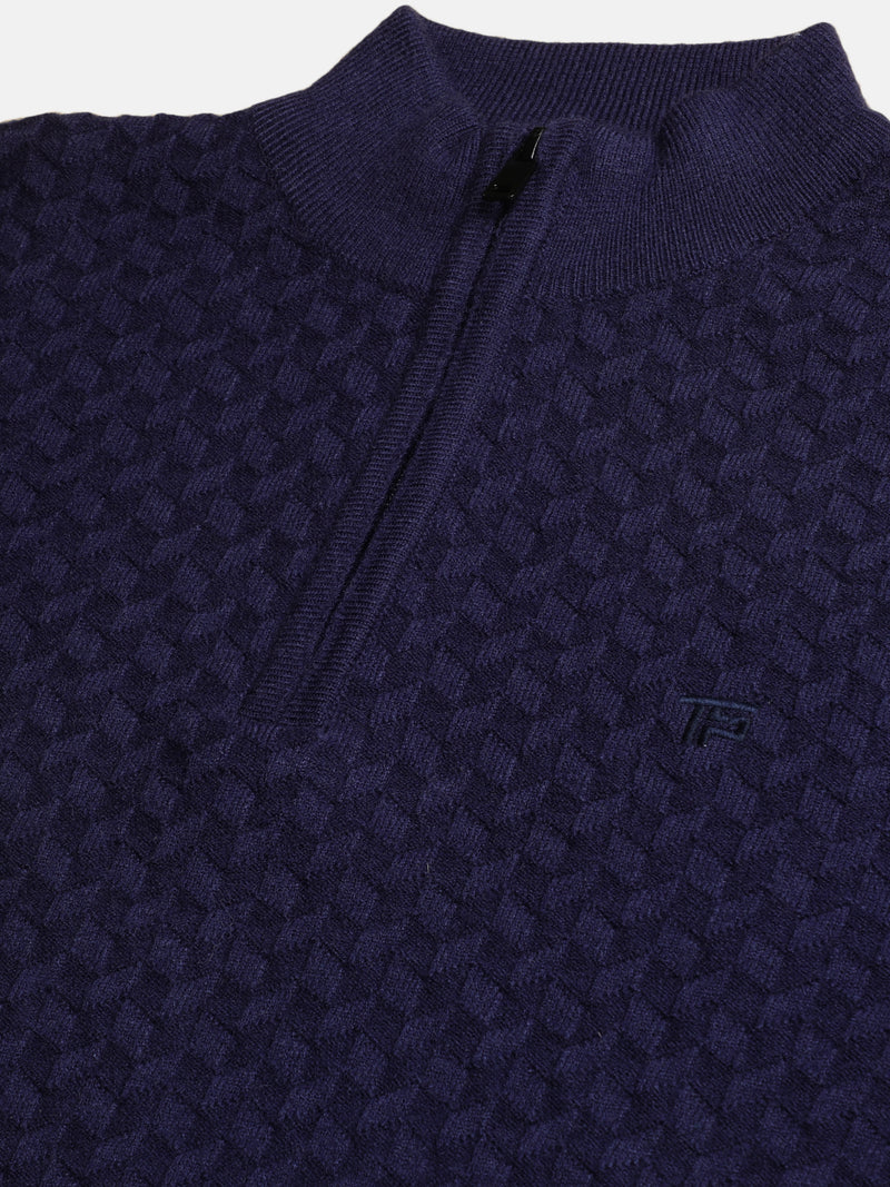 Half-Zipper Knitted Unisex Wool Unisex Sweater