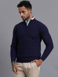 Half-Zipper Knitted Unisex Wool Unisex Sweater