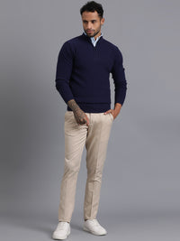 Half-Zipper Knitted Unisex Wool Unisex Sweater