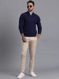 Half-Zipper Knitted Unisex Wool Unisex Sweater