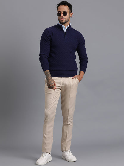 Half-Zipper Knitted Unisex Wool Unisex Sweater