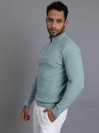 Half-Zipper Knitted Unisex Wool Unisex Sweater