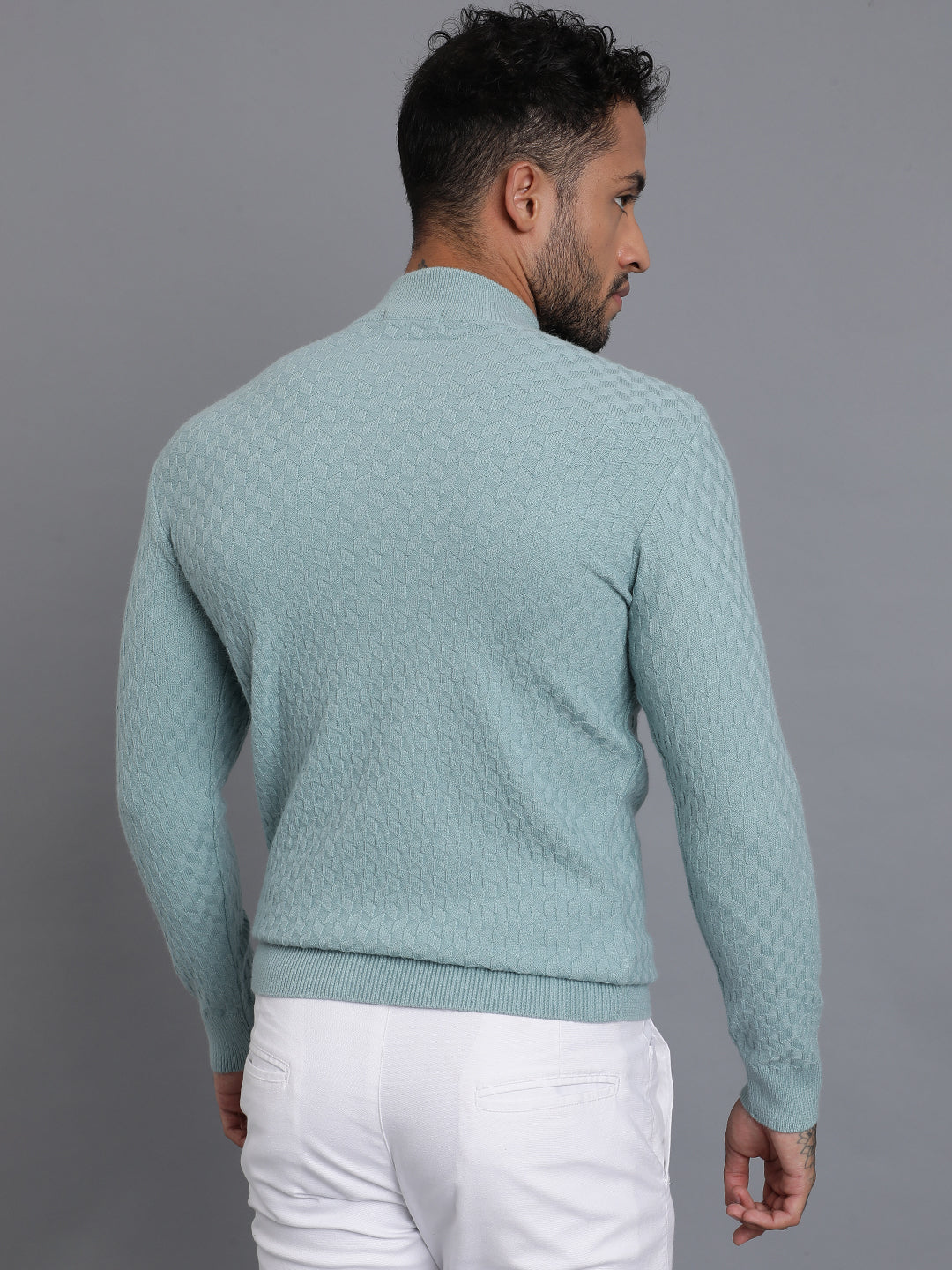 Half-Zipper Knitted Unisex Wool Unisex Sweater