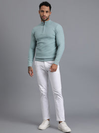 Half-Zipper Knitted Unisex Wool Unisex Sweater