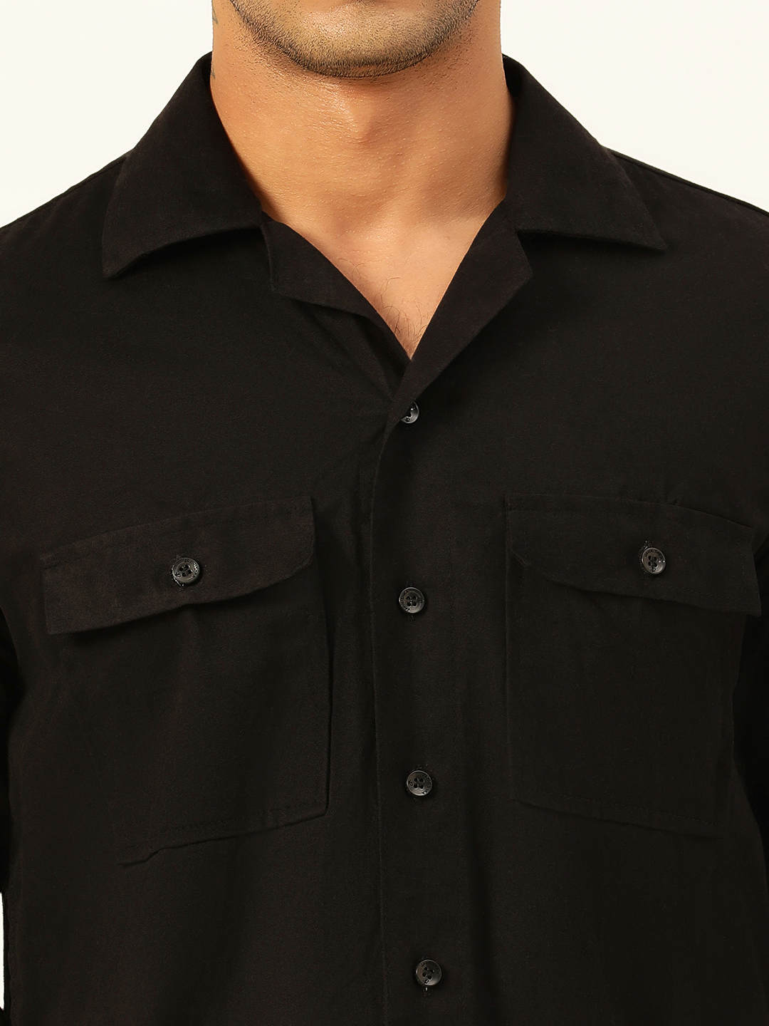 Premium Black Cargo Regular Fit Unisex Cotton Overshirt – JAVINISHKA